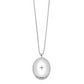 Sterling Silver Rhod-Plated 26mm Circle Border Diamond Oval Locket Necklace