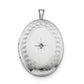 Sterling Silver Rhod-Plated 26mm Circle Border Diamond Oval Locket Necklace