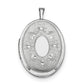 Sterling Silver Rh-Plated 26mm Floral Oval Locket Necklace