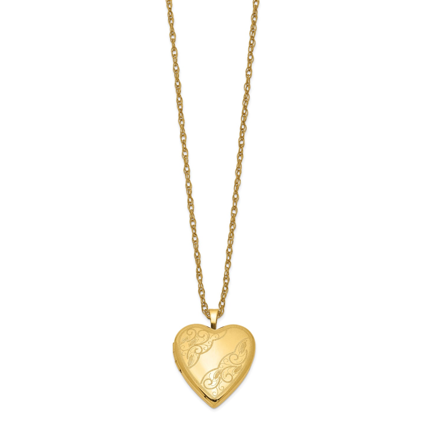 Gold Filled 14/20 1/20 20mm Side Swirled Heart Locket Necklace