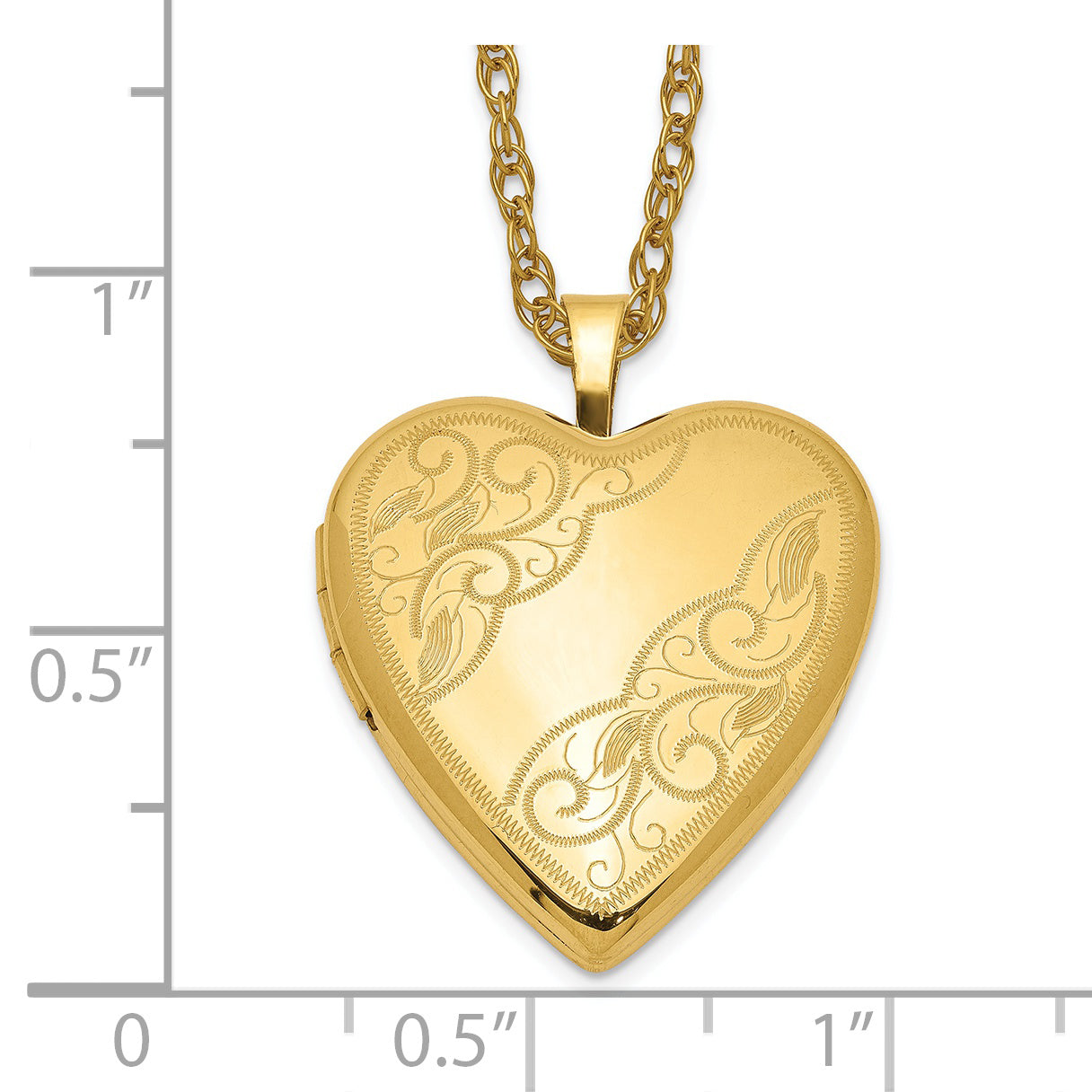 Gold Filled 14/20 1/20 20mm Side Swirled Heart Locket Necklace