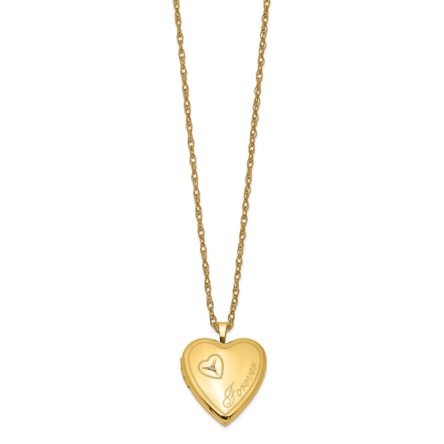 Gold Filled 14/20 1/20 20mm Diamond Forever Heart Locket Necklace