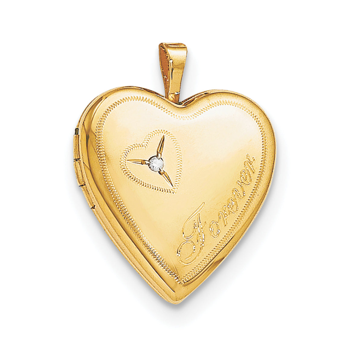 Gold Filled 14/20 1/20 20mm Diamond Forever Heart Locket Necklace