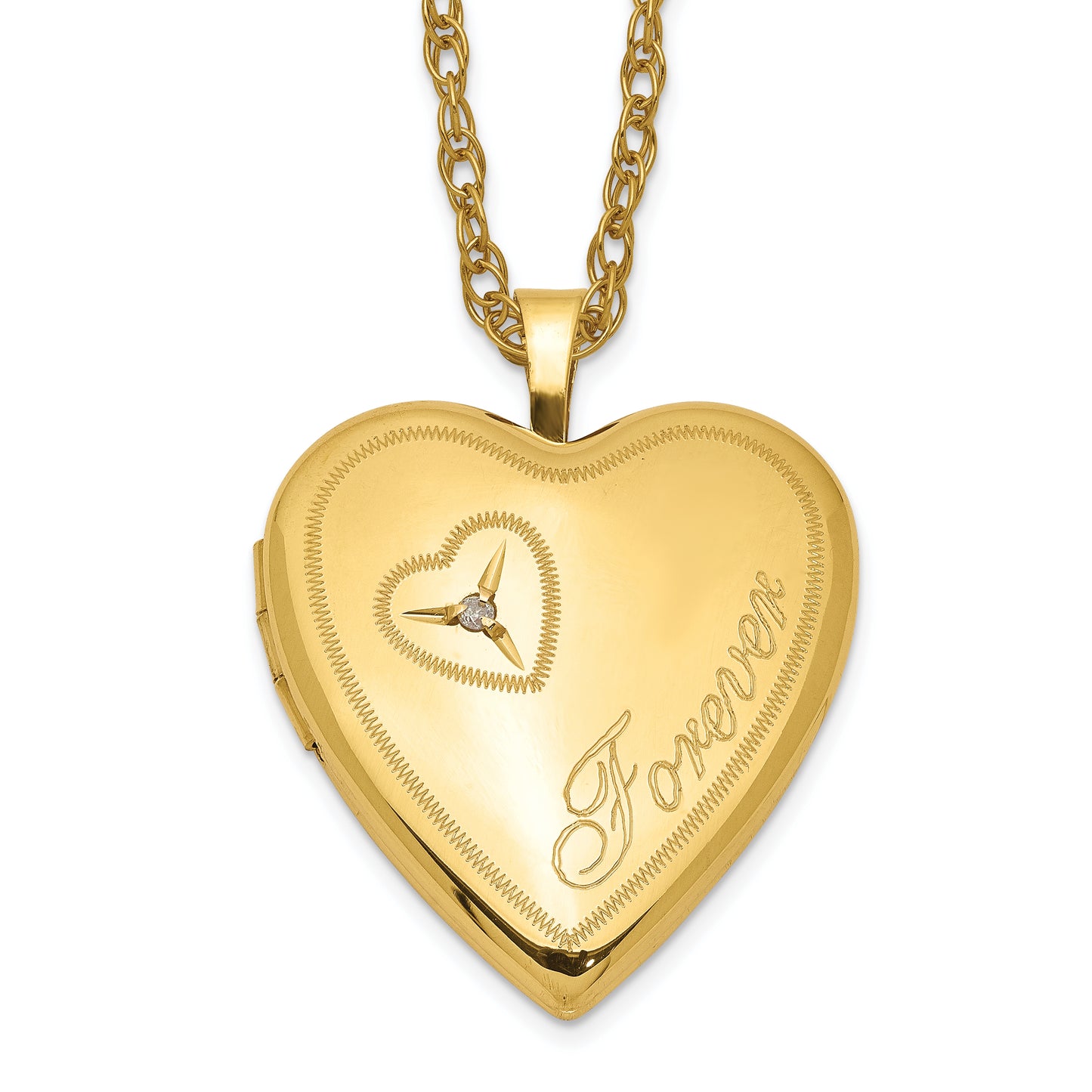 Gold Filled 14/20 1/20 20mm Diamond Forever Heart Locket Necklace