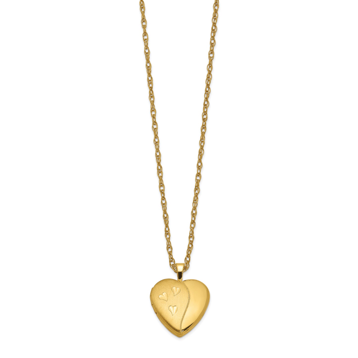 Gold Filled 14/20 1/20 16mm Satin And Polished Heart Locket Necklace