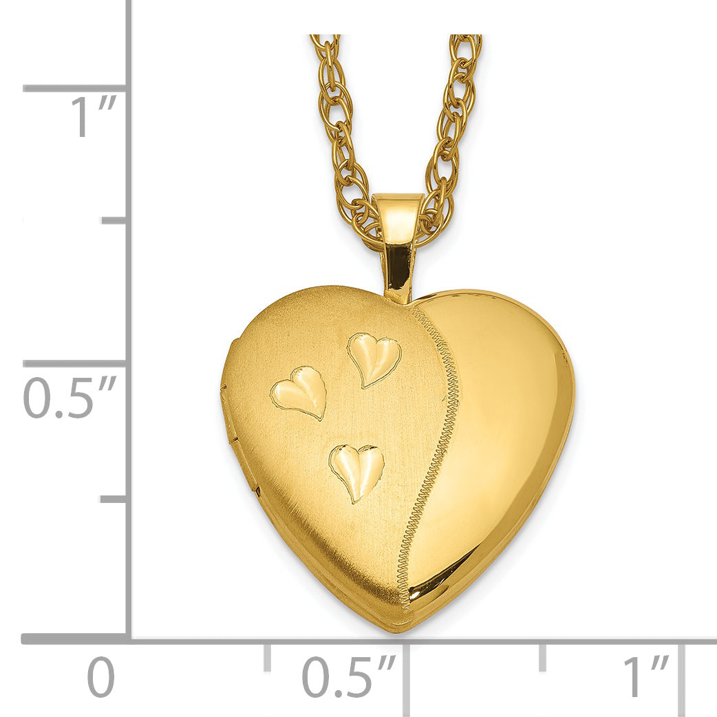 Gold Filled 14/20 1/20 16mm Satin And Polished Heart Locket Necklace