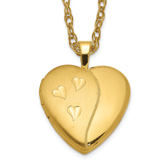 Gold Filled 14/20 1/20 16mm Satin And Polished Heart Locket Necklace