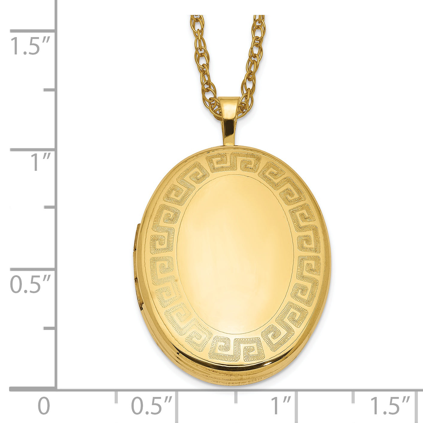 Gold Filled 14/20 1/20 26mm Greek Key Border Oval Locket Necklace