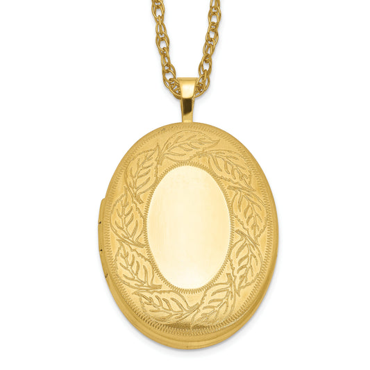 Gold Filled 14/20 1/20 26mm Leaf Border Oval Locket Necklace