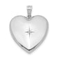 Sterling Silver Rhod-Plated 24mm W/ Diamond Star Design Heart Locket