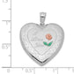 Sterling Silver Rhodium-Plated 24mm Enameled Rose With Border Heart Locket