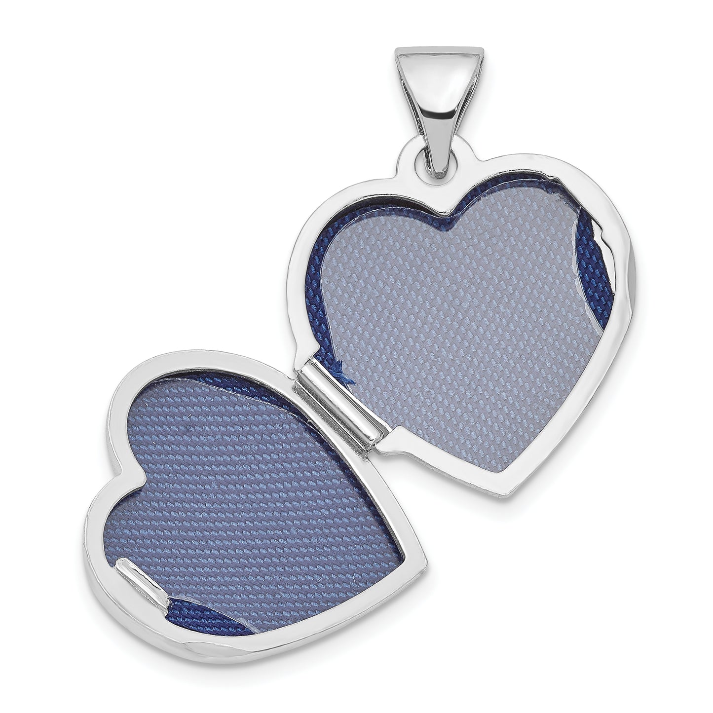 Sterling Silver Rhodium-Plated Scroll Border Heart Locket