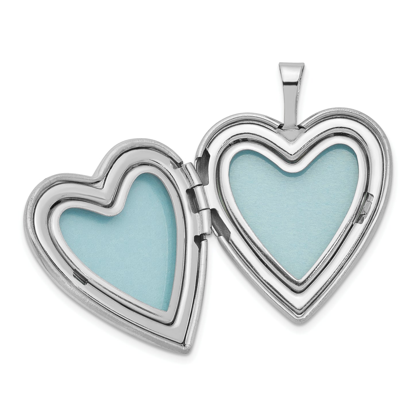 Sterling Silver Rhodium-Plated Satin 20mm Enameled Rose Heart Locket