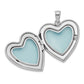 Sterling Silver Rhodium-Plated 24mm Enameled Floral Mom Heart Locket