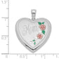 Sterling Silver Rhodium-Plated 24mm Enameled Floral Mom Heart Locket