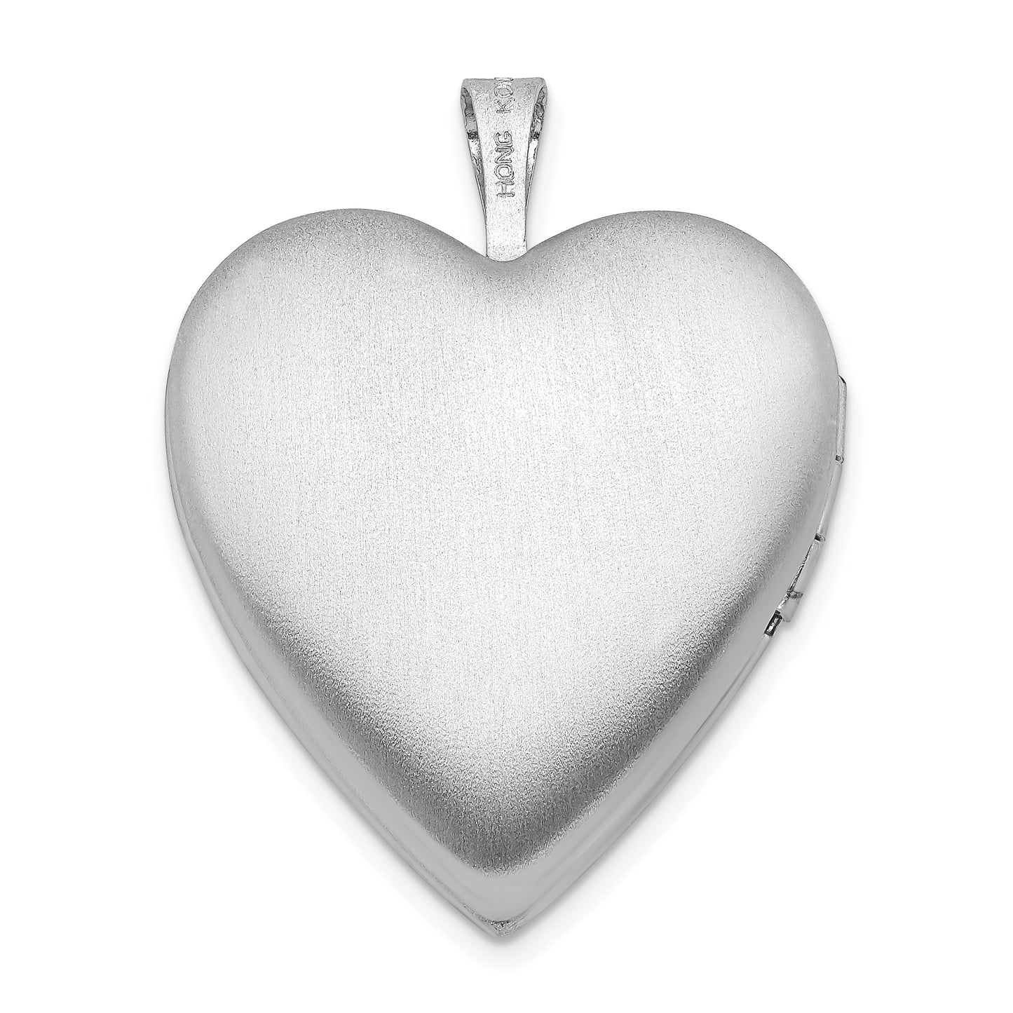 Sterling Silver Rhodium-Plated Diamond Star Satin/Polished Heart Locket