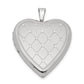 Sterling Silver Rhodium-Plated 20mm Quilt Design Heart Locket