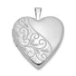 Sterling Silver Rhodium-Plated 20mm Swirl & Polished Heart Locket