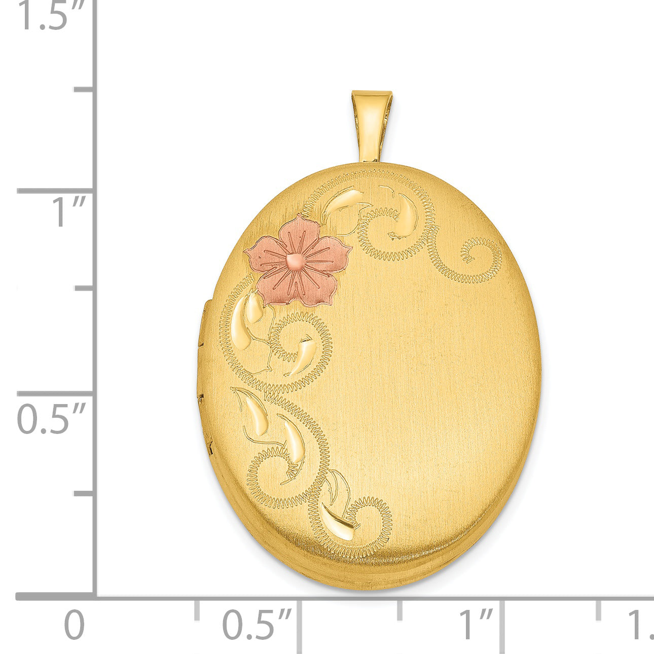 Sterling Silver Gold-Plated 26mm Satin & Enameled Floral Scroll Locket