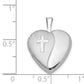 Sterling Silver Rhodium-Plated 16mm Polished & Satin Cross Heart Locket