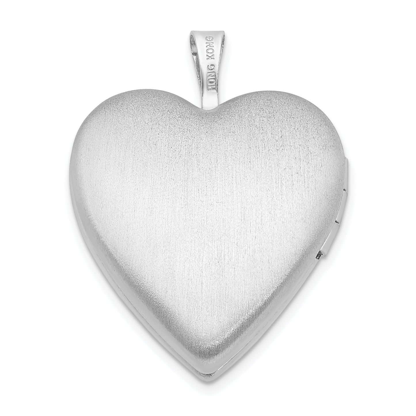 Sterling Silver Rhodium-Plated 20mm Satin & D/C Cross Heart Locket