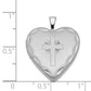 Sterling Silver Rhodium-Plated 20mm Satin & D/C Cross Heart Locket