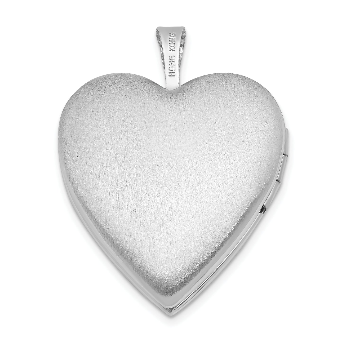 Sterling Silver Rhodium-Plated 20mm Polished Front/Satin Back Heart Locket