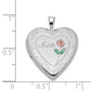 Sterling Silver Rhod-Plated 20mm D/C & Enameled Mom Rose Heart Locket