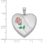 Sterling Silver Rhodium-Plated 24mm Satin Enameled & D/C Rose Locket