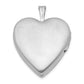 Sterling Silver Rhodium-Plated Polished & Satin Diamond 20mm Heart Locket