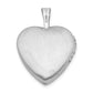 Sterling Silver Rhod-Plated Polished/Satin Diamond 16mm D/C Heart Locket