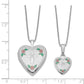 Sterling Silver Cross & Flowers Enameled Mother 14In Daughter Locket/Pendant Necklace Set