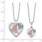 Sterling Silver Rhodium-Plated Satin Enameled Butterflies Heart 18In Locket Necklace & 14In Pendant Set