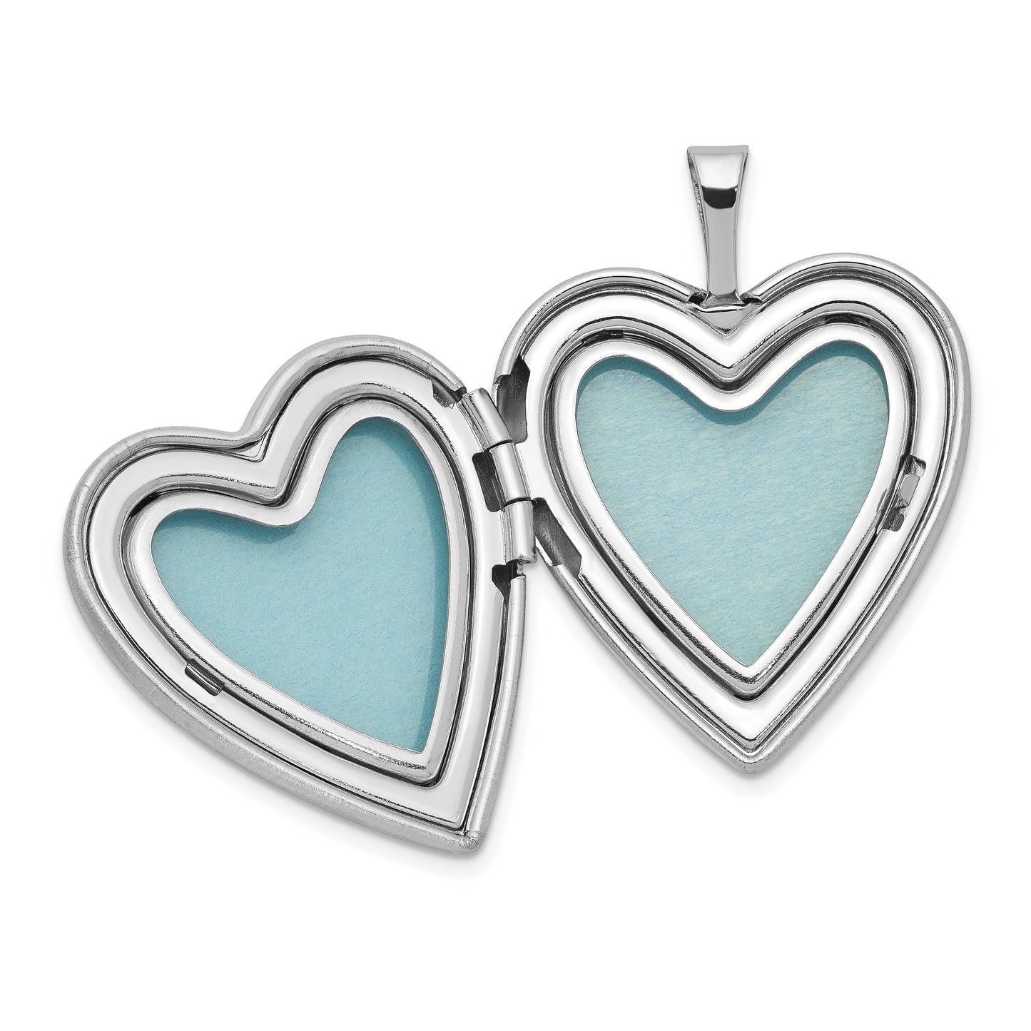 Sterling Silver Rhodium-Plated Polished & Satin Enameled Butterfly Heart 18In Locket Necklace And 14In Pendant Set