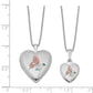 Sterling Silver Rhodium-Plated Polished & Satin Enameled Butterfly Heart 18In Locket Necklace And 14In Pendant Set