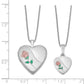 Sterling Silver Rhodium-Plated Polished & Satin Enameled Rose Heart Mother Daughter Locket Pendant Necklace Set