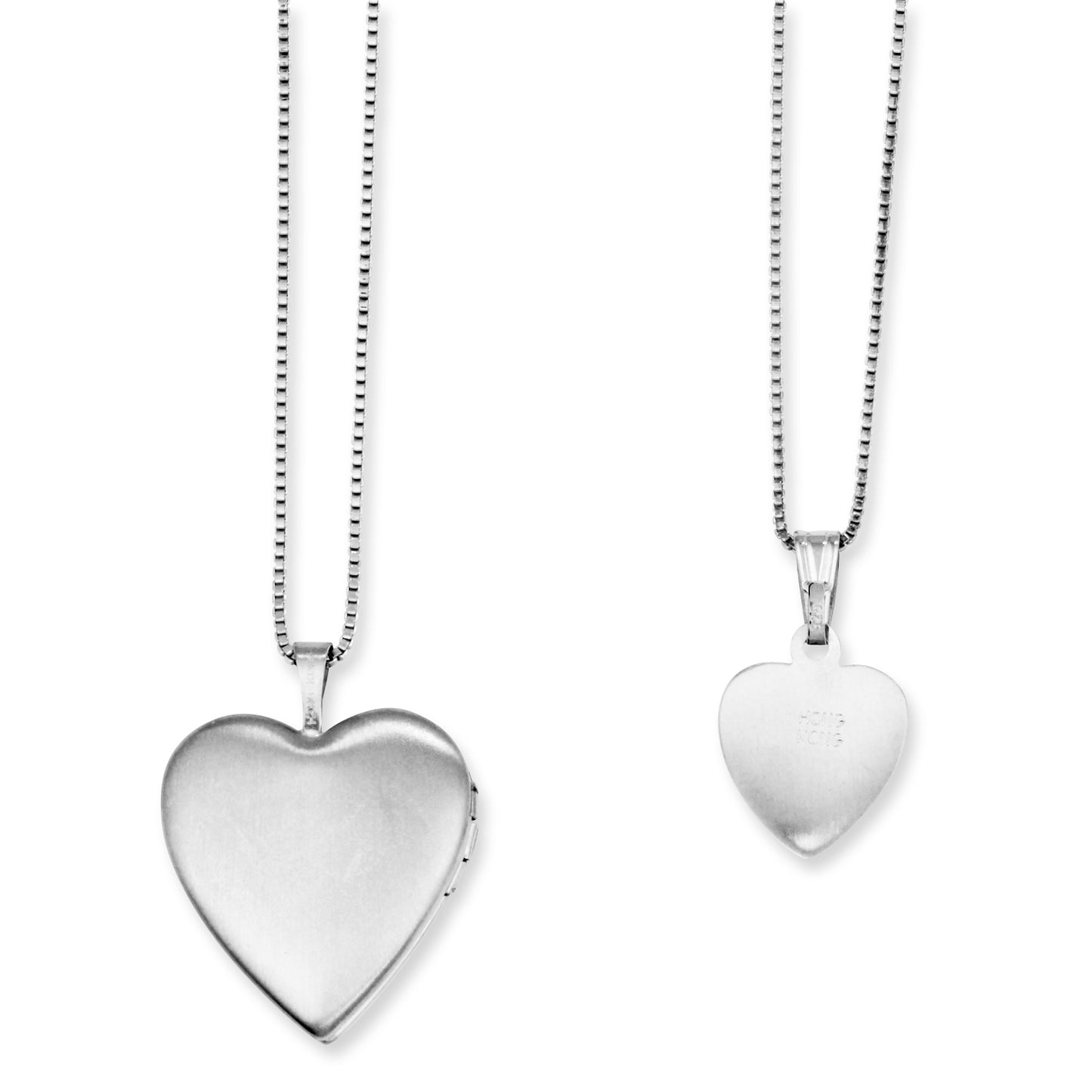 Sterling Silver Rhodium-Plated Polished & Satin Butterfly Heart Locket Pendant Mother/Daughter Necklace Set