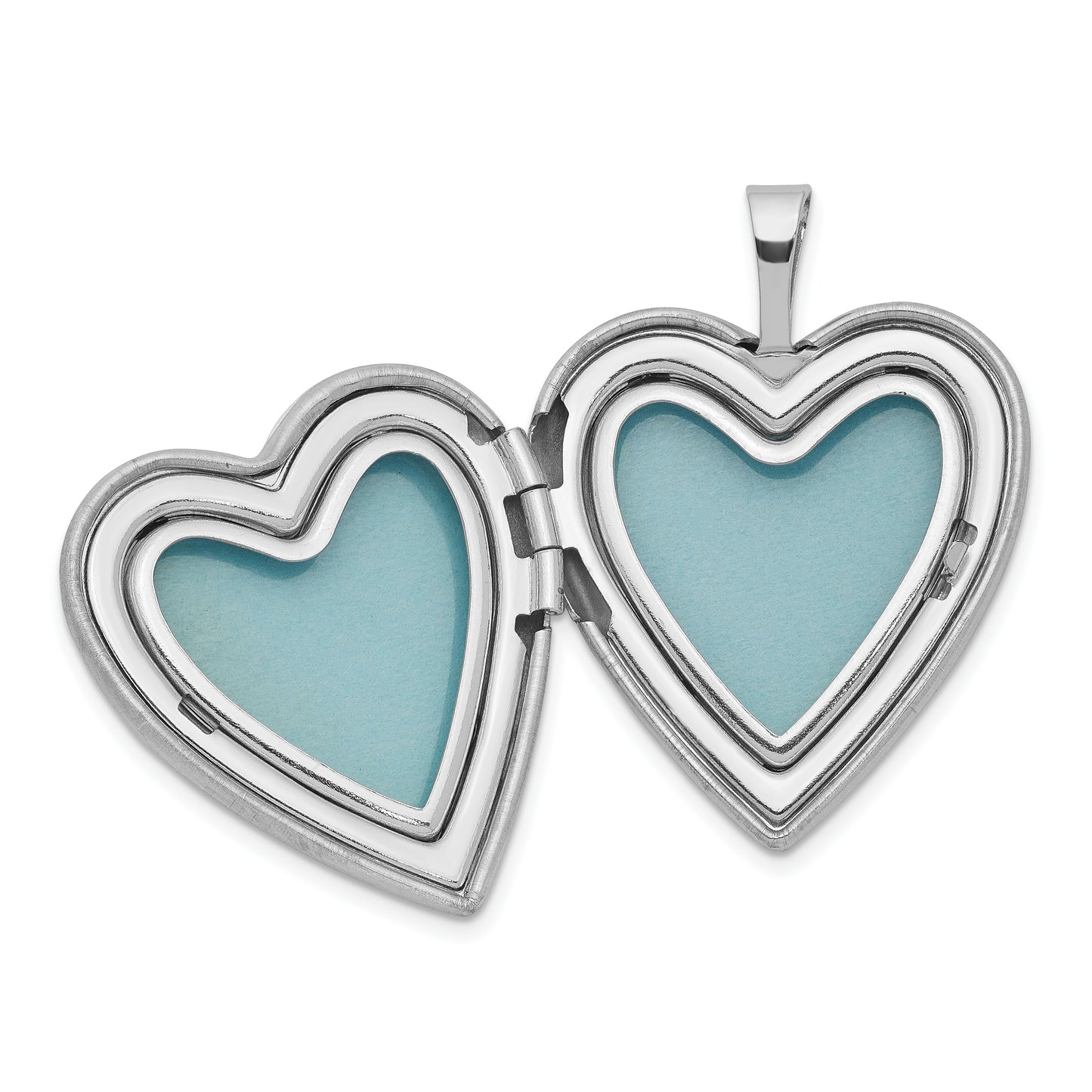 Sterling Silver Rhodium-Plated Polished & Satin Butterfly Heart Locket Pendant Mother/Daughter Necklace Set