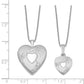 Sterling Silver Rhodium-Plated Polished & Satin Butterfly Heart Locket Pendant Mother/Daughter Necklace Set