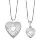 Sterling Silver Rhodium-Plated Polished & Satin Butterfly Heart Locket Pendant Mother/Daughter Necklace Set