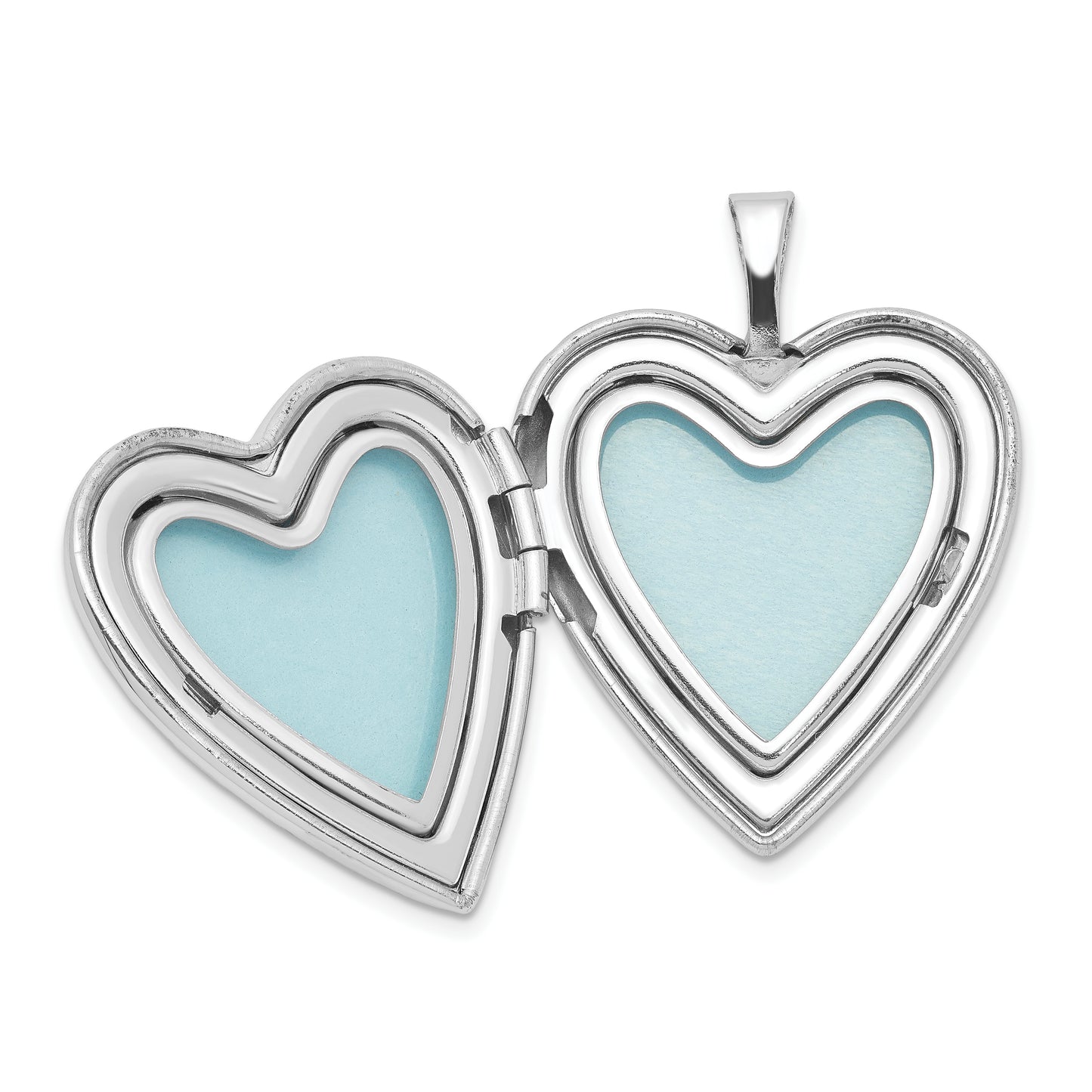 Sterling Silver Rhodium-Plated Polished & Satin Hand Hearts Mother/Daughter Locket Pendant Necklace Set