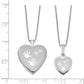 Sterling Silver Rhodium-Plated Polished & Satin Hand Hearts Mother/Daughter Locket Pendant Necklace Set