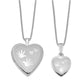 Sterling Silver Rhodium-Plated Polished & Satin Hand Hearts Mother/Daughter Locket Pendant Necklace Set