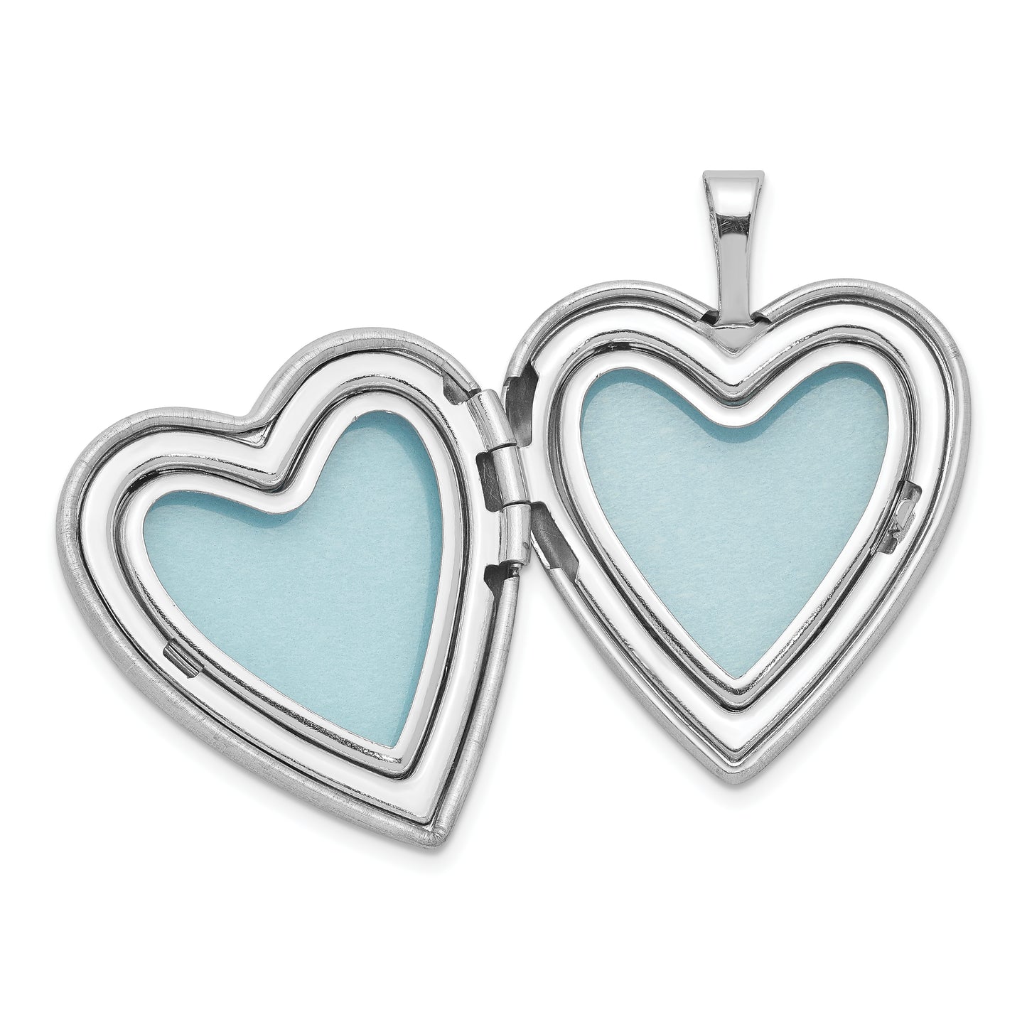 Sterling Silver Rhodium-Plated Polished/Satin Enameled Rose Heart 18In Locket Necklace & 14In Pendant Set