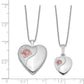 Sterling Silver Rhodium-Plated Polished/Satin Enameled Rose Heart 18In Locket Necklace & 14In Pendant Set