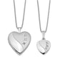 Sterling Silver Rhodium-Plated Diamond Polished & Satin Heart 18In Locket Necklace 14In Pendant Set