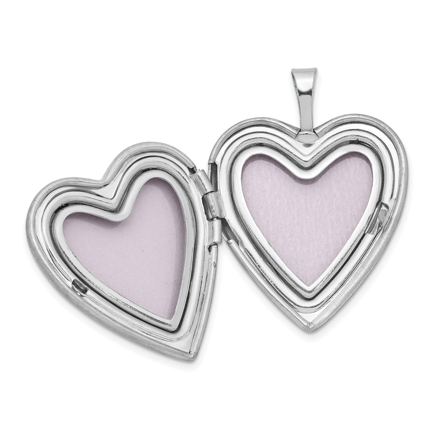 Sterling Silver Rhodium-Plated Polished & Satin Butterfly Heart 18In Locket Necklace And 14In Pendant Set