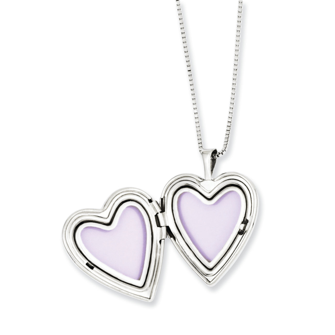 Sterling Silver Rhodium-Plated Polished Diamond Heart 18In Mom Locket Necklace & 14In Pendant Set