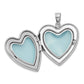 Sterling Silver Rh-Plated Pol & Satin Heart Locket Pendant Necklace Set