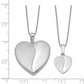 Sterling Silver Rh-Plated Pol & Satin Heart Locket Pendant Necklace Set